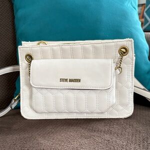 Steve Madden White Quilted Crossbody Bag